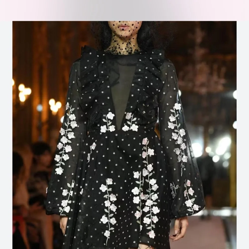 Giambattista Valli x HM H&M Dress with Embroidery Black US Size 6 2